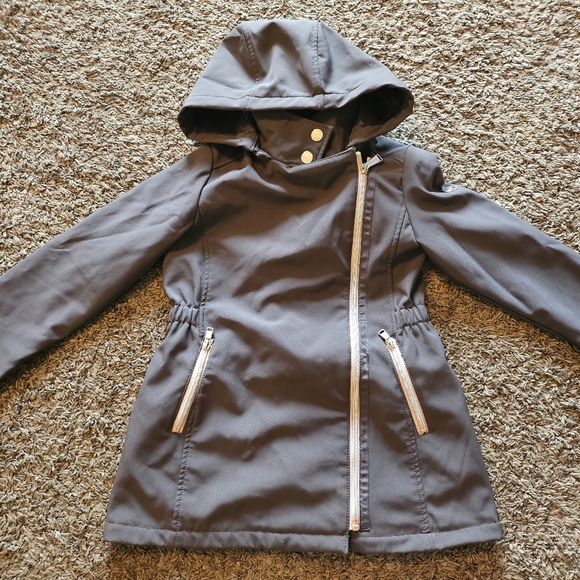 Little Girls Size 7/8 Michael Kors MK Gray and Tan Nude Beige Peacoat Jacket - Picture 2 of 6